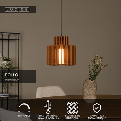 Lucide ROLLO - Suspension - 1xE27 - Terre cuite